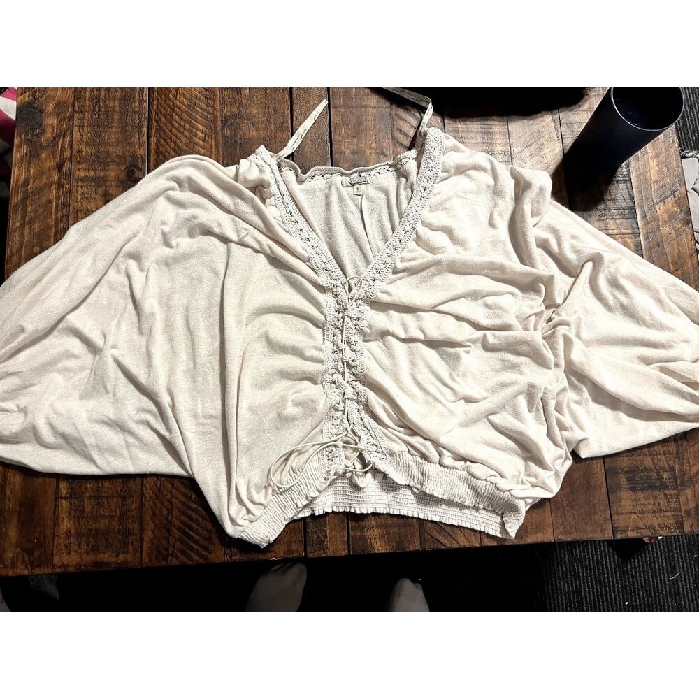 Gimmiks Terry Cinch, Flowy Blouse, Beige, Womens Large
